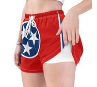 GuoChe Short de course taille haute respirant avec poches pour l'exercice, Drapeau de l'État du Tennessee, Small