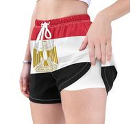 GuoChe Short de course taille haute - Short athlétique élastique pour le sport, Drapeau national de l'Égypte, S