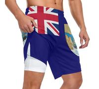 GuoChe Short de sport décontracté pour homme, coupe décontractée, séchage rapide, rangement pour téléphone et cartes pour entraînement et loisirs, Drapeau de la Géorgie du Sud et du Sandwich du Sud