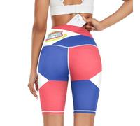 GuoChe Short d'exercice avec poches pour femme, taille haute, short de randonnée, taille XS, Drapeau de Saint-Martin, Taille XL