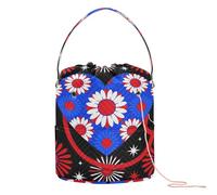 GuoChe Stéthoscope en forme de cœur et de tournesol avec drapeau des États-Unis pour infirmière, 4 juillet, sacs en laine, organiseurs de rangement, rangement de voyage portable pour outils de tricot