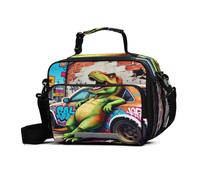 GuoChe T-rex Sac à déjeuner isotherme avec inscription « Lean on Car Graffiti » - Résistant à l'eau - Pour adulte - Avec bandoulière réglable - Pour le travail, le pique-nique, la plage