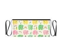 GuoChe Tablier de serveuse avec poches - Tabliers de serveur pour serveuse - Éléphants colorés avec ananas et arcs-en-ciel - Tablier court de 30,5 cm de service