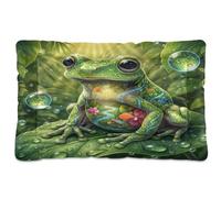 GuoChe Tapis de couchage lavable en forme de grenouille en verre pour animal domestique avec dessous antidérapant pour chiens de petite, moyenne et grande taille, 91,4 x 61 cm
