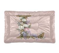GuoChe Tapis de niche lavable avec motif floral rose lettre L - Fond antidérapant doux et confortable - Pour chiens de grande taille, moyenne et petite taille - 91,4 x 61 cm
