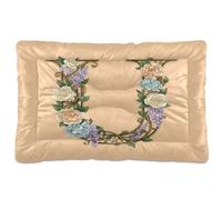 GuoChe Tapis de niche lavable motif lettre U motif floral pêche, fond antidérapant doux et confortable pour chiens de taille moyenne/grande 91,4 x 61 cm