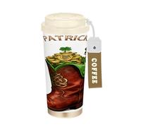 GuoChe Tasse à café isotherme en acier inoxydable avec couvercles pour boissons chaudes et froides de la Saint-Patrick, motif bottes de cowboy leprechaun, pièces dorées, 500 ml