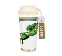GuoChe Tasse à café isotherme en acier inoxydable avec couvercles pour la Saint-Patrick, motif licornes vertes, arc-en-ciel, pour boissons chaudes et froides, 500 ml