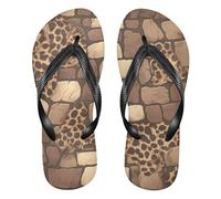 GuoChe Tongs en caoutchouc imperméables pour la natation, la randonnée, les voyages, le yoga, Brique réfractaire style peau léopard, Medium