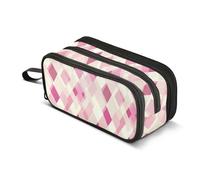 GuoChe Trousse à crayons amusante en nylon à carreaux pour filles - Grande capacité - Fermeture éclair - Pour adolescentes