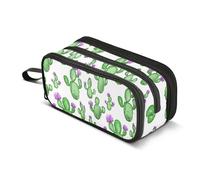 GuoChe Trousse à crayons en nylon avec motif cactus aquarelle et fleur - Grande capacité - Pour adolescent, école, papeterie pour étudiant