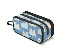 GuoChe Trousse à crayons en nylon avec motif ours polaire bleu - Grande capacité - Papeterie pour écolier et étudiant