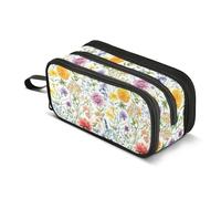 GuoChe Trousse à crayons en nylon blanc rustique avec fermeture éclair - Grande capacité - Pour filles - Papeterie pour l'école primaire