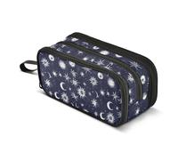 GuoChe Trousse à crayons en nylon de grande capacité pour femme avec étoiles étoilées, soleil et lune
