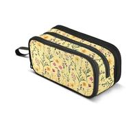 GuoChe Trousse à crayons en nylon jaune rustique pour adolescents - Grande capacité - Papeterie scolaire pour homme élémentaire