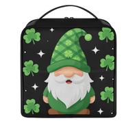 GuoChe Trousse de maquillage motif gnome irlandais trèfle feuille vert plaid St