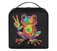 GuoChe Trousse de maquillage motif grenouille signe de paix hippie