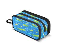 GuoChe Trousse de rangement en nylon motif crocodiles de dessin animé - Grande capacité - Pour l'école, le bureau, les adolescents
