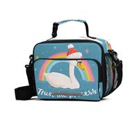 GuoChe Trust The Process Swan Sac à déjeuner isotherme haute capacité avec bandoulière réglable pour le travail, le pique-nique, la plage