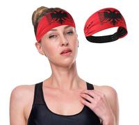 GuoChe Vector Image Serre-tête élastique antidérapant Drapeau Albanie pour femme Pour gym, course à pied, entraînement, yoga