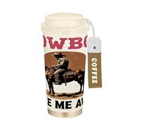 GuoChe Western Cowboy Take Me Away Gobelet à café pour homme avec couvercles en acier inoxydable pour boissons chaudes et froides 500 ml