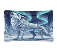 GuoChe Wolf Winter Safari Collage Tapis de cage pour chien lavable doux et confortable Fond antidérapant pour chiens de grande taille Taille 91,4 x 61 cm