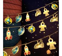 GUOCHENG Guirlande lumineuse pour enfants, fusée, avion, OVNI, astronaute, dessin animé, planète, fusée, arrière-plan de chambre, petites veilleuses (espace)