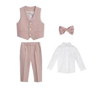 GUOCU Costume Garçon d'honneur, Ensemble Smoking Garçons, Vêtements Garçon Rosa F, 5-6 Ans