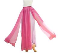 GUOCU Femme Pantalon de Yoga et de Danse Classique Sarouel Hippie Décontracté Legging Ample à Double épaisseur Fendu Jupe-Culotte Palazzo Fluide en Mousseline à Double épaisseur mdzi