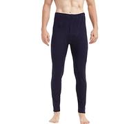 GUOCU Homme Sous-vêtements Pantalons Caleçon long Sans Couture Pantalon ultra chaud Leggings Thermiques d'hiver, grande taille Navy 7XL