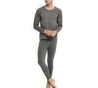 GUOCU Hommes Sans Couture Sous-vêtements Thermiques Ensemble Épaississant Hiver Ultra Doux Base Layer Maillot Haut à manches longues et pantalon legging long John pour Ski Randonnée DaGris 5XL