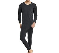 GUOCU Hommes Sans Couture Sous-vêtements Thermiques Ensemble Épaississant Hiver Ultra Doux Base Layer Maillot Haut à manches longues et pantalon legging long John pour Ski Randonnée Noir 4XL