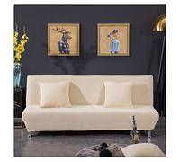 GUOCU Housse de canapé Universelle sans accoudoir, Tissu Jacquard Polyester et Extensible,Beige Jaune,3 Place(190-225CM)