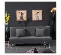 GUOCU Housse de canapé Universelle sans accoudoir, Tissu Jacquard Polyester et Extensible,Gris Foncé,3 Place(190-225CM)