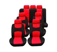 GUOCU Housse de Siège Auto Universelle 7 Places Coussins pour Siège Voiture,Auto Protecteur de Siège, Couvre Siège Voiture, Siège de Housse de Voiture Rouge 7 sièges 13 pièces