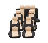 GUOCU Housse de Siège Auto Universelle 7 Places Coussins pour Siège Voiture,Auto Protecteur de Siège, Couvre Siège Voiture, Siège de Housse de Voiture Beige 7 sièges 13 pièces