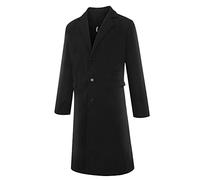 GUOCU Manteau Automne Hiver Coupe Normale pour Hommes Veste Business Élégant Chaud Slim Décontractée Classique Couleur Unie Coupe Vent Mi-Longue Décontractée Duffle Coats avec Poches,Noir,XL