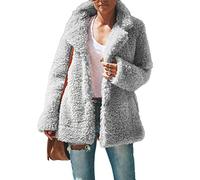 GUOCU Manteau Femme Hiver Peluche Blousons Chaud Manches Longues Cardigan Outwear Automne Veste Doublure Polaire Veste Sweats Cardigan en Molleton Ample Manteau de Laine,Gris2,XL