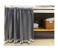 GUOCU Nordique Patchwork Bleu Gris à Rayures Rideau Rustique Demi Rideau De Cuisine Rideaux de fenêtre avec Passe-Tringle Rideaux sous l'évier pour Restaurant Bistro Petite Fenêtre Gris