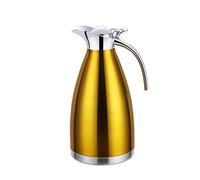 GUOCU Pot de Café 304 Acier Inoxydable Double-Wall Vacuum Isolé Café Pot Thermos Plongeur de café Jus/Lait/Pot d'isolation,Or,2 L （Not Insulated）