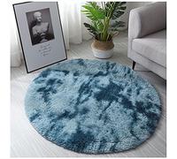GUOCU Tapis De Salon Shaggy Design Moderne Tie-Dye Dégradé Poils Longs Forme Ronde Moelleux Interieur Anti Slip Ultra Doux Peluche Pièce Maison Décor Tapis Lavable Carpettes,Bleu1,60cm