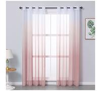 GUOCU Voilages Rideaux Dégradé à Oeillet Moustiquaires de Fenêtre de Couleur Changée Voile Ombre Demi-Transparent Décor de Fenêtre Salle de Bain Balcon Chambre Rose 100X200cm(1 Panneau)