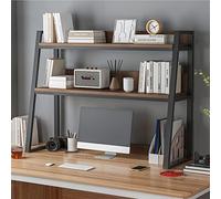 GUODDM 2 Couches Étagère Bibliothèque De Bureau en Bois - Organisateur De Bureau, Étagère D'organisateur De Bibliothèque De Huche De Comptoir D'échelle De Cadre en Acier À 2 Niveaux(C,95 * 32 * 90CM)