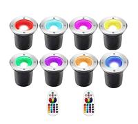GUODDM 8PCS Lampe Jardin Enterré - RGB 6W Spot Encastrable LED Exterieur, Changement De Couleur COB Lumière Souterraine avec Télécommandes RF 12V 24V Spot Exterieur Encastrable Sol pour Jardin(12V)