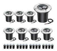 GUODDM 8PCS Lumière Jardin Enterré - Spot Encastrable LED Exterieur, 3W LED in Ground Lights, 12V Low Warm White Pathway Lights, 300 Lumens, IP67 Waterproof Outdoor Landscape Lights