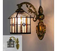 GUODDM Abat-Jour en Verre Coloré Fait Main, Applique Murale D'intérieur, Lampe De Chevet Rétro E27, Idéale pour Le Salon, La Chambre, La Salle De Bain, Le Couloir, Un Café Ou Un Karaoké(A)