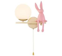 GUODDM Applique Murale Motif Lapin - pour Chambre De Fille : Style Mid-Century, Verre Opalin Et Chaînette, Lampe Murale Moderne Et Nordique, Idéale pour Chevet d'enfant, Chambre De Bébé Ou Couloir