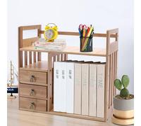 GUODDM Bibliothèque De Bureau en Bambou - Étagère De Bureau avec 3 Tiroirs, Présentoir De Rangement pour Service À Thé De Salon, Support De Stockage Multifonctionnel De Chambre À Coucher(70cm)