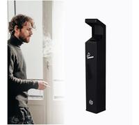 GUODDM Cendrier Mural - Acier Inoxydable Brossé, Cendrier Extérieur Contemporain Et Coupe-Vent avec Couvercle, Idéal pour Une Utilisation À L'extérieur des Bureaux, Restaurants Et Bars(Black)