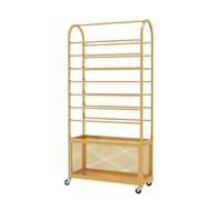 GUODDM Chariot Mobile Double Face for Serviettes Et Torchons, Étagère De Rangement en Métal avec roulettes À 360° Et Panier De Rangement, Porte-Foulards, Serviettes Et Papier Cadeau(Gold)